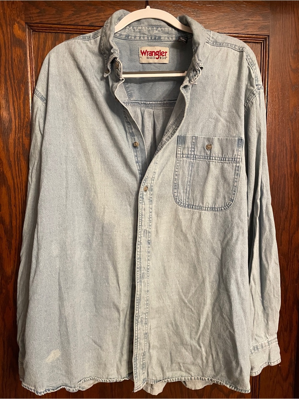 Wrangler Light Blue Denim Button-Up Work Shirt